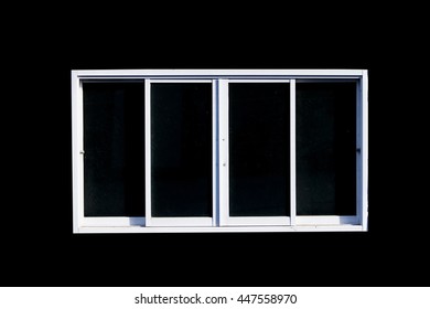 Aluminum Window Frame Isolated On A Black Background.