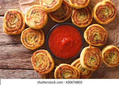 Alupatry and tomato chutney close-up on the table. Horizontal view from above
 - Powered by Shutterstock