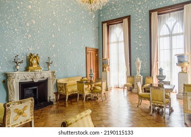 Alupka, Crimea - March 19, 2021: Blue Drawing Room In Vorontsov Palace