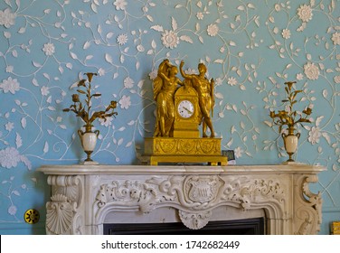 Alupka, Russia - Sep 8, 2016: Blue Drawing Room In Vorontsov Palace (18th Cent). Classic Interior.