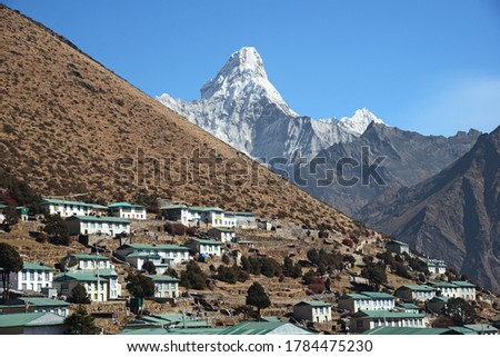 Ama Dablam overlooking the village of Khumjung.
