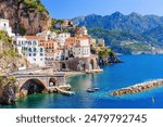 Amalfi Coast, Italy. View of Atrani town and the Amalfi Coast.
