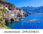 Amalfi Coast, Italy. View of Atrani town and the Amalfi Coast.