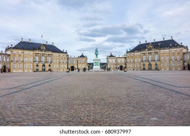 Amalienborg Palace (1760) - home of the Danish royal family. Royal Palace consists of four identical classical palace facades. Copenhagen, Denmark. - Powered by Shutterstock