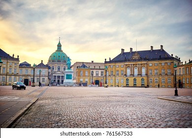 Amalienborg, Royal Danish Family Resident, With Town Square In Copenhagen, Denmark