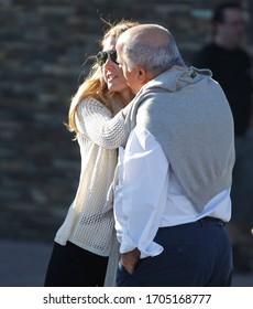 Coruña-Spain. Amancio Ortega, Founder Of The Fashion Group Inditex, Kissing His Daughter Marta Ortega On July 27, 2012