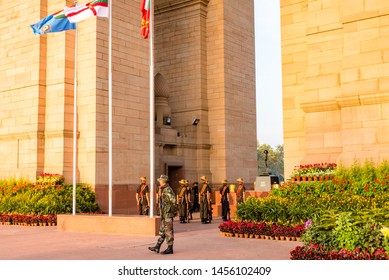 Amar Jawan Jyoti, India Gate, Delhi -March, 2019: It Is An Indian Memorial Constructed After The Indo-Pakistani War Of 1971 To Commemorate Soldiers Of Indian Armed Forces Who Died Invading Pakistan.