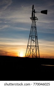 Amarillo,Texas USA 12/6-2017 Windmill At Sunset