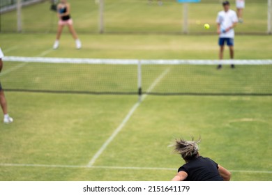 amateur playing tennis tournament match melbourne Stock Footage Vi