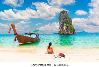 NEW POSTER Krabi Beach Thailand Travel Beach Ocean Boats Vacation Paradise