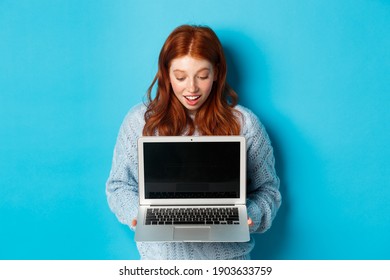 Amazed Redhead Girl Staring Laptop Screen Stock Photo 1903633759 ...