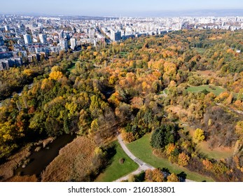 Amazing Aerial Autumn View Of South Park In City Of Sofia, Bulgaria