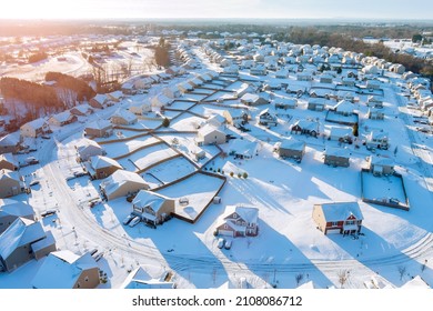 Amazing Aerial View With Boiling Springs Small Town Hometown The A After Snowfall Severe Winter Weather Conditions In South Carolina US