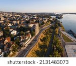 Amazing Aerial view of Danube River and City of Ruse, Bulgaria