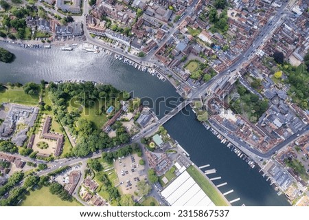 amazing aerial view of Henley-On-Thames, The famous holiday tourist location in south England, summer daytime