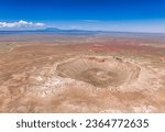 Amazing aerial view of the Meteor Crater Natural Landmark near Winslow, Arizona