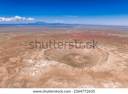 Amazing aerial view of the Meteor Crater Natural Landmark near Winslow, Arizona
