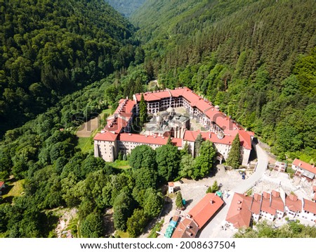 Amazing Aerial view of Rila Monastery, Kyustendil Region, Bulgaria