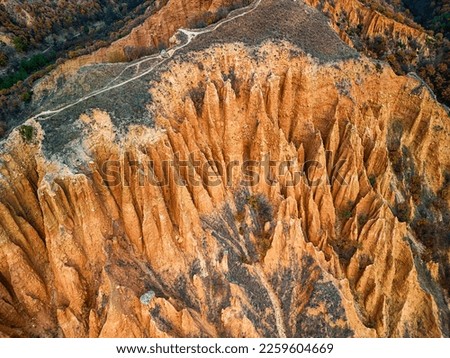 Amazing Aerial view of rock formation Stob pyramids, Rila Mountain, Kyustendil region, Bulgaria