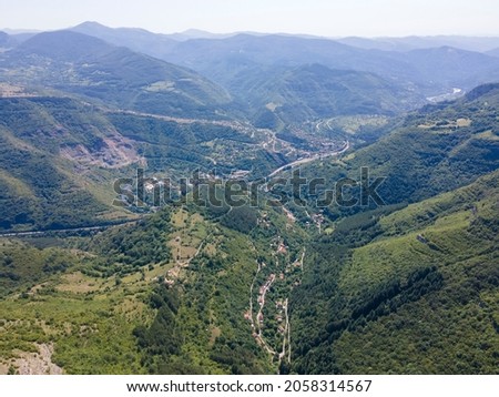 Amazing Aerial view of Stara Planina Mountain near village of Zasele, Bulgaria