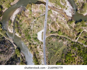 Amazing Aerial view of Struma River passing through the Kresna Gorge, Bulgaria - Shutterstock ID 2168980779