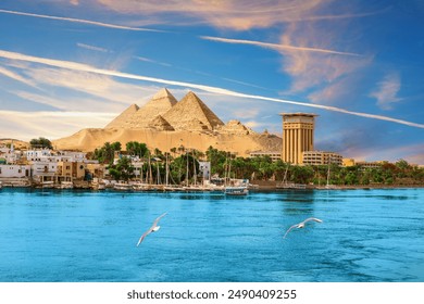 Amazing Aswan landscape on the way to The Great Pyramids of Egypt - Powered by Shutterstock