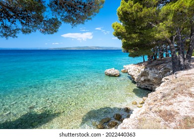 amazing azure adriatic sea in Baska Voda on Makarska riviera in Dalmatia, Croatia - Shutterstock ID 2022440363