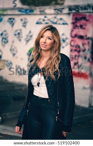 Similar – Image, Stock Photo contemplative young woman in winter jacket