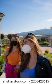 Amazing And Beautiful Cute Girl Friends Are Hanging Out Together With Their Masks On