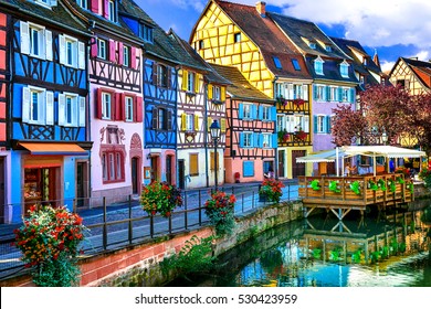 Amazing Beautiful Places Of France - Colorful Colmar Town In Alsace Region