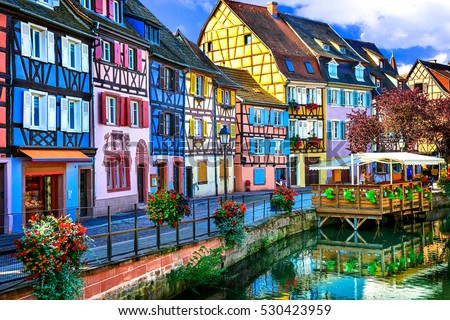 amazing beautiful places of France - colorful Colmar town in Alsace region