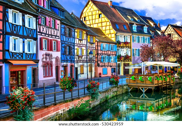 amazing beautiful places of France - colorful\
Colmar town in Alsace\
region