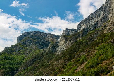 Amazing Beautiful View Of The Green Mountains In Nærøyfjord In Norway Scandinavia 