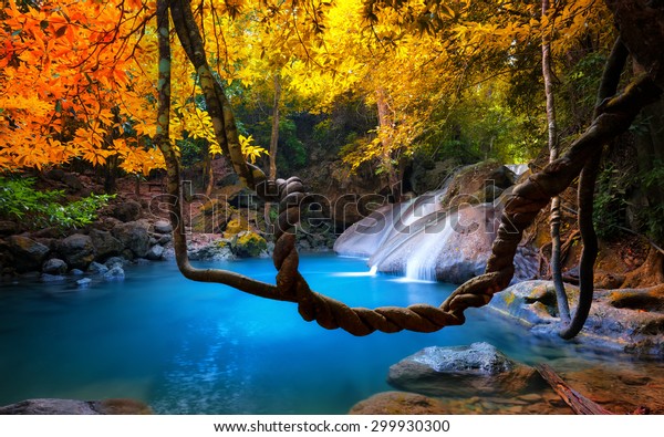 Amazing Asian Nature Tropical Waterfall Stock Photo (Edit Now) 299930300