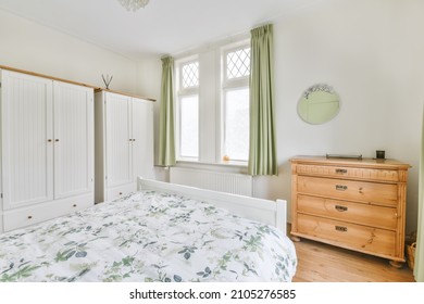 Amazing Bedroom With A Double Soft Bed And Parquet Floor