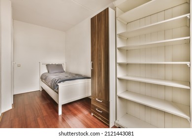 Amazing Bedroom With A Soft Bed With Parquet Floor