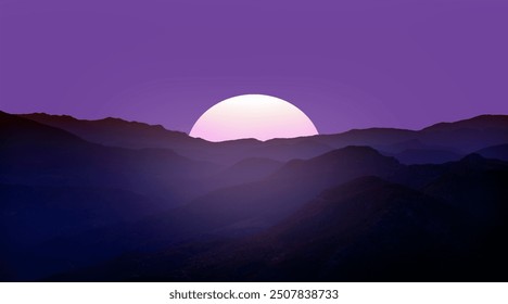 Amazing blue mountains landscape at purple sunrise  - Powered by Shutterstock