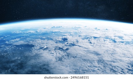 Amazing blue planet earth with ocean, clouds and continents in open space on the starry sky. - Powered by Shutterstock