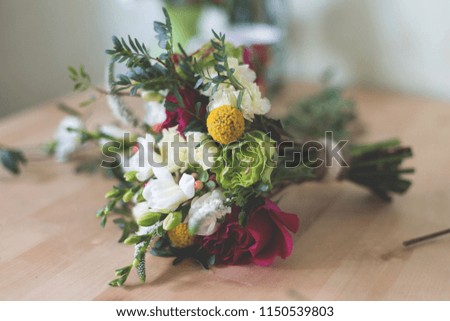 Similar – Foto Bild Wildblumenstrauß auf dem Tisch am Fenster