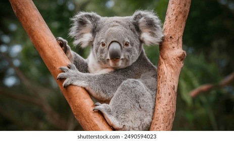 Amazing And Close Up Image Of Koala On The Tree.