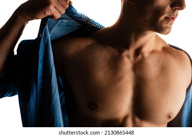Amazing close up photo of a handsome guy and his strong chest