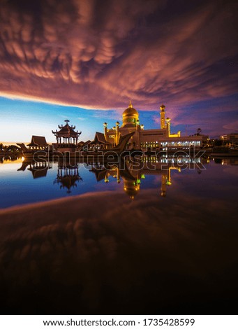 Amazing cloud formation over Sultan Omar Ali Saifuddien in Bandar Seri Begwawan, Brunei