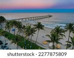 Amazing colorful aerial picture sunset in Deerfield Beach 
