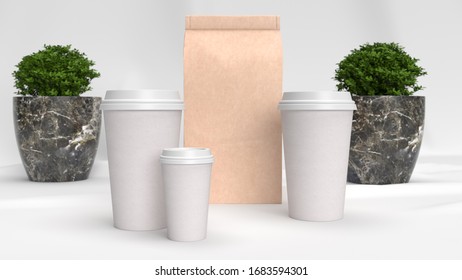 Amazing Delivery Coffee Cup Mockup Studio Elegant Scene Generator With Plant 