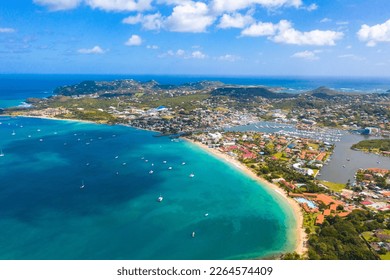 Amazing drone view of the Rodney Bay Coast - Shutterstock ID 2264574409
