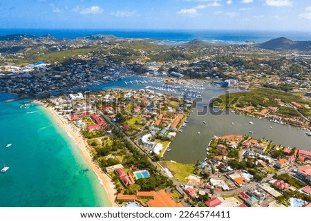 Amazing Drone view of the Rodney Bay Area in Gros Islet Imagine de stoc © 