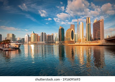 Amazing Dubai City Amazing Skyline, City Center Top View On Luxury Skyscrapers, United Arab Emirates
