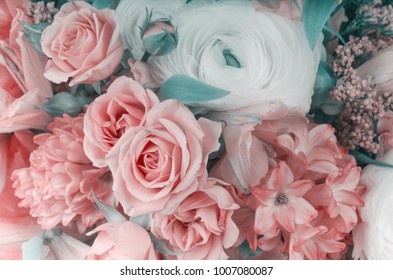 Amazing Flower Bouquet Arrangement Close Up In Pastel Colors