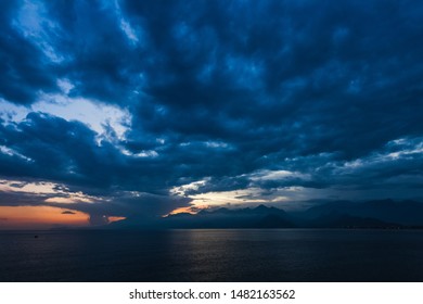 Amazing great atmospheric dramatic sunset landscape. Horizontal color photography.