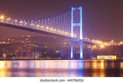 Amazing Istanbul bridge with city light.